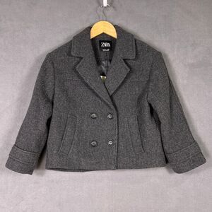 Zara Kids Girls Limited Edition Manteco Wool Peacoat Jacket 8-9Y 130cm Gray NWT